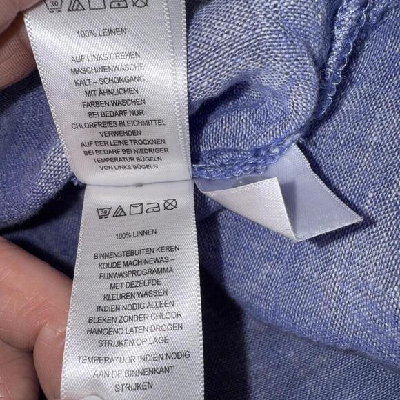 Tahari 100% Linen Blue Lightweight Boho Beach Quiet Luxury Minimalist Blouse 1X - Picture 12 of 14